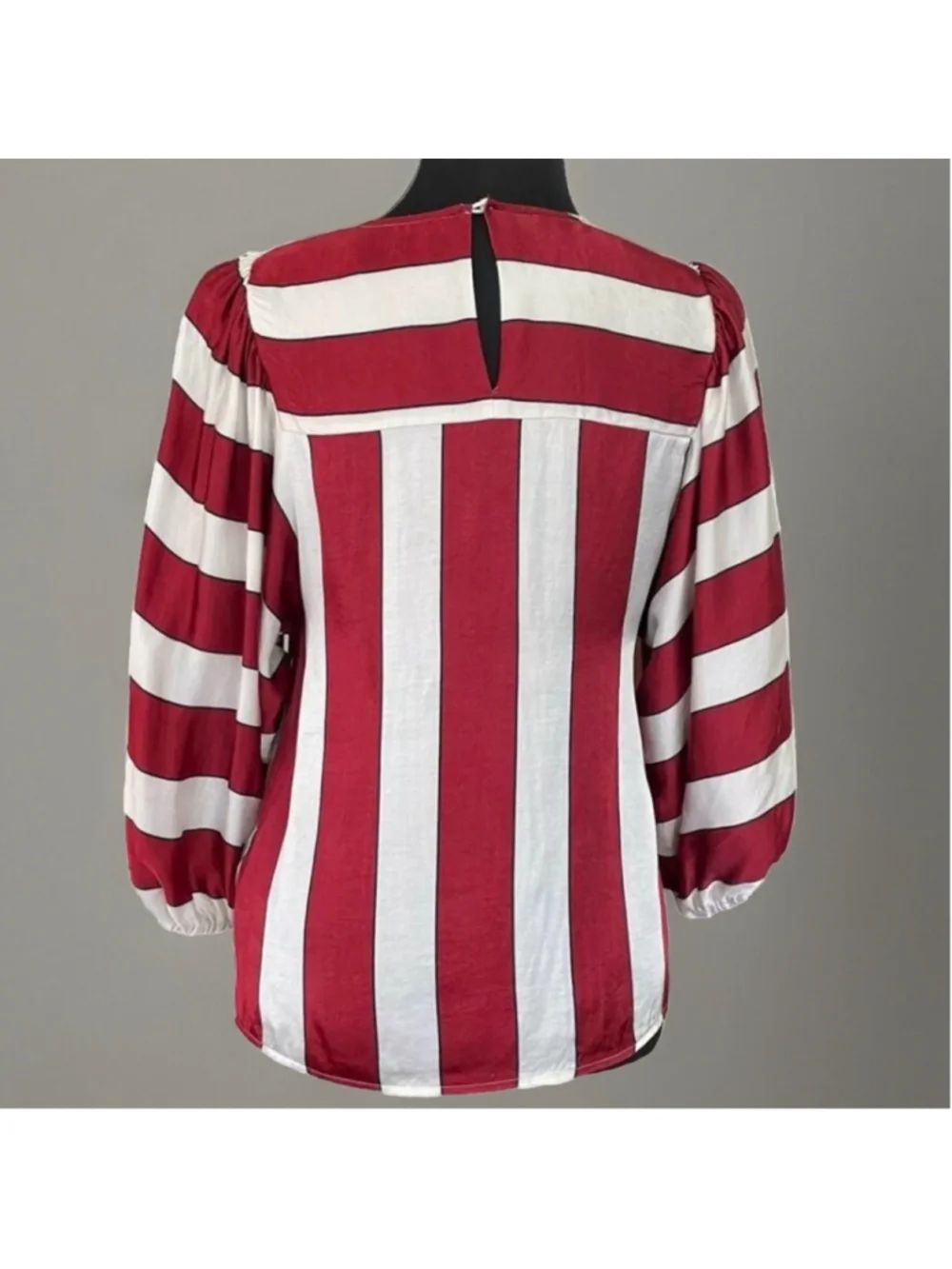 Anthropologie Maeve Maria Red & White Striped Satin Blouse Size 0